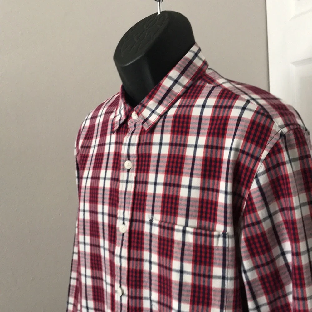 J CREW Red/Blue Plaid Long Sleeves Casual Mens Shirt | M